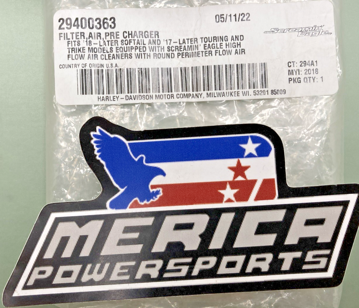 NEW GENUINE HARLEY DAVIDSON SCREAMIN' EAGLE 29400363 AIR CLEANER RAIN SOCK - BLK