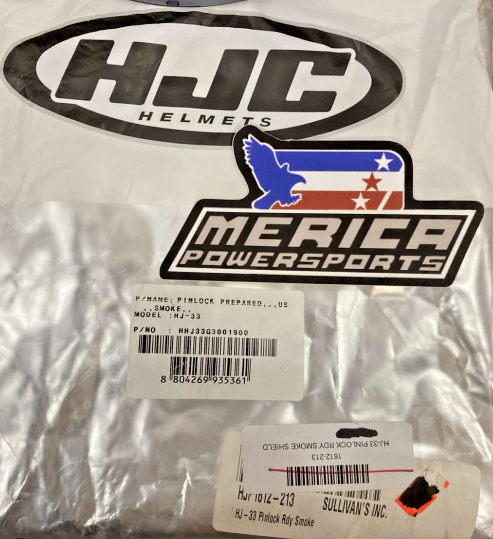 NEW GENUINE HJC HELMETS 1612-213 SHIELD, HJ-33 ANTI-FOG PINLOCK  - SMOKE