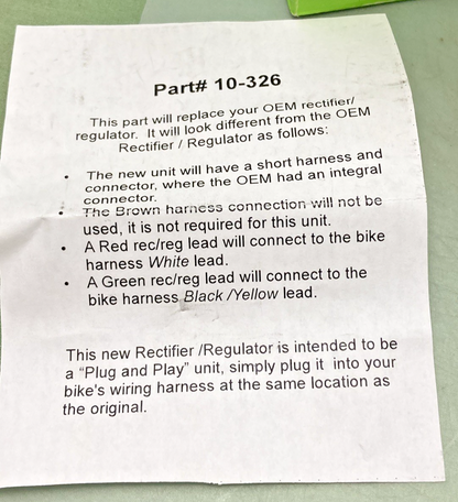 NEW GENUINE RICK'S MOTORSPORT ELECTRICS 10-326 RECTIFIER/ REGULATOR FOR KAWASAKI