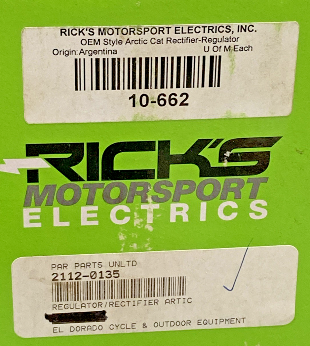 NEW GENUINE RICK'S MOTORSPORT ELECTRICS 10-662 RECTIFIER/ REGULATOR, ARCTIC CAT