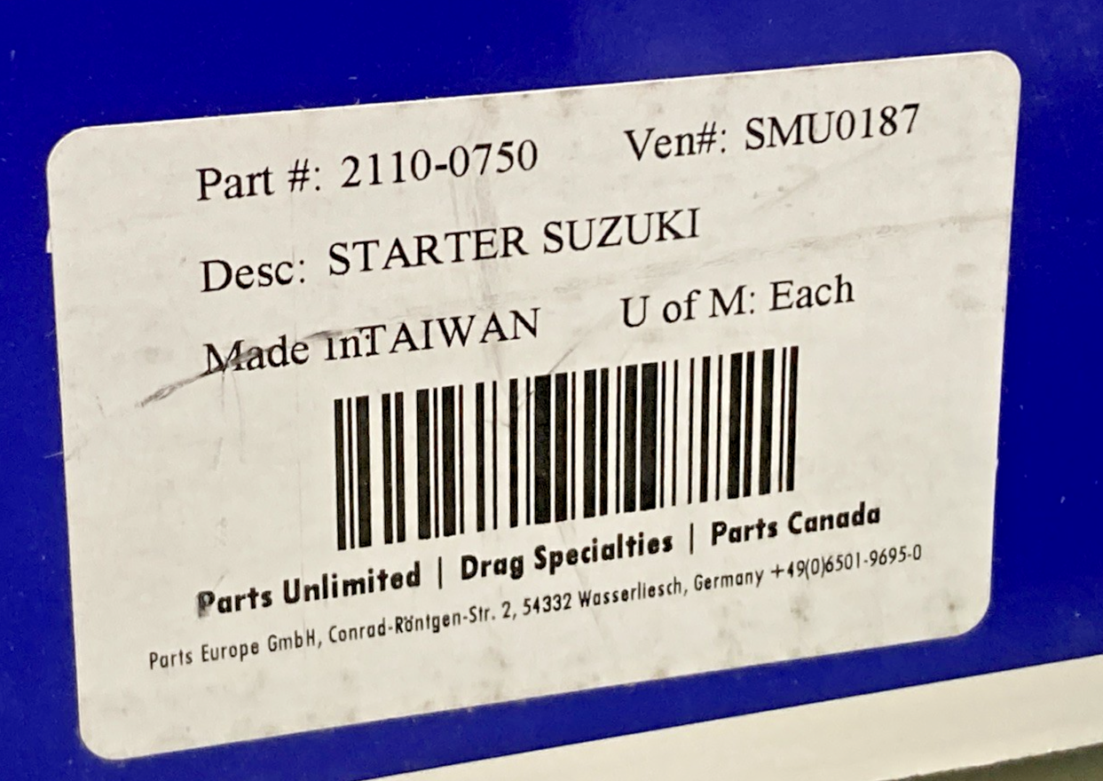 NEW GENUINE PARTS UNLIMITED 2110-0750 STARTER MOTOR FOR SUZUKI