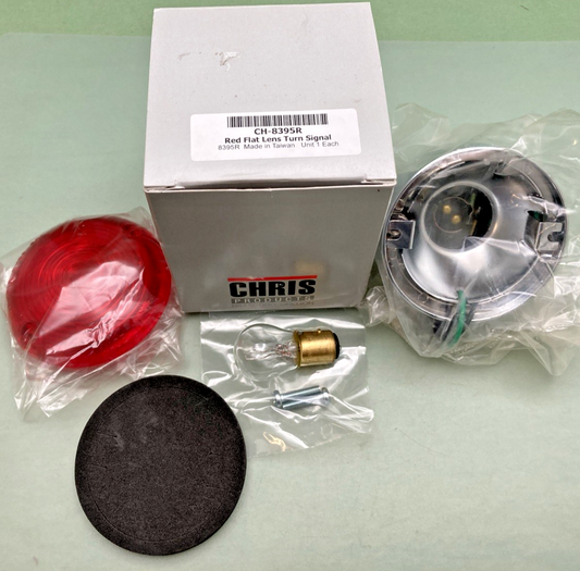 NEW GENUINE CHRIS PRODUCTS CH-8395R FLAT LENS TURN SIGNAL-DOUBLE FILAMENT/RED