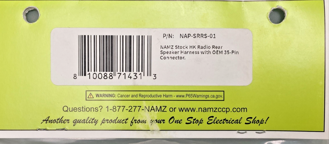 NEW GENUINE NAMZ 2120-0628/NAP-SRRS-01 HARNESS RR SPKR W/CONN