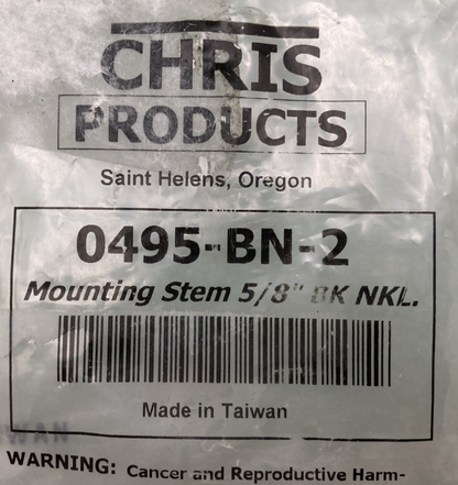 NEW GENUINE CHRIS PRODUCTS 0495-BN-2 MOUNTING STEM 5/8" BK NKL
