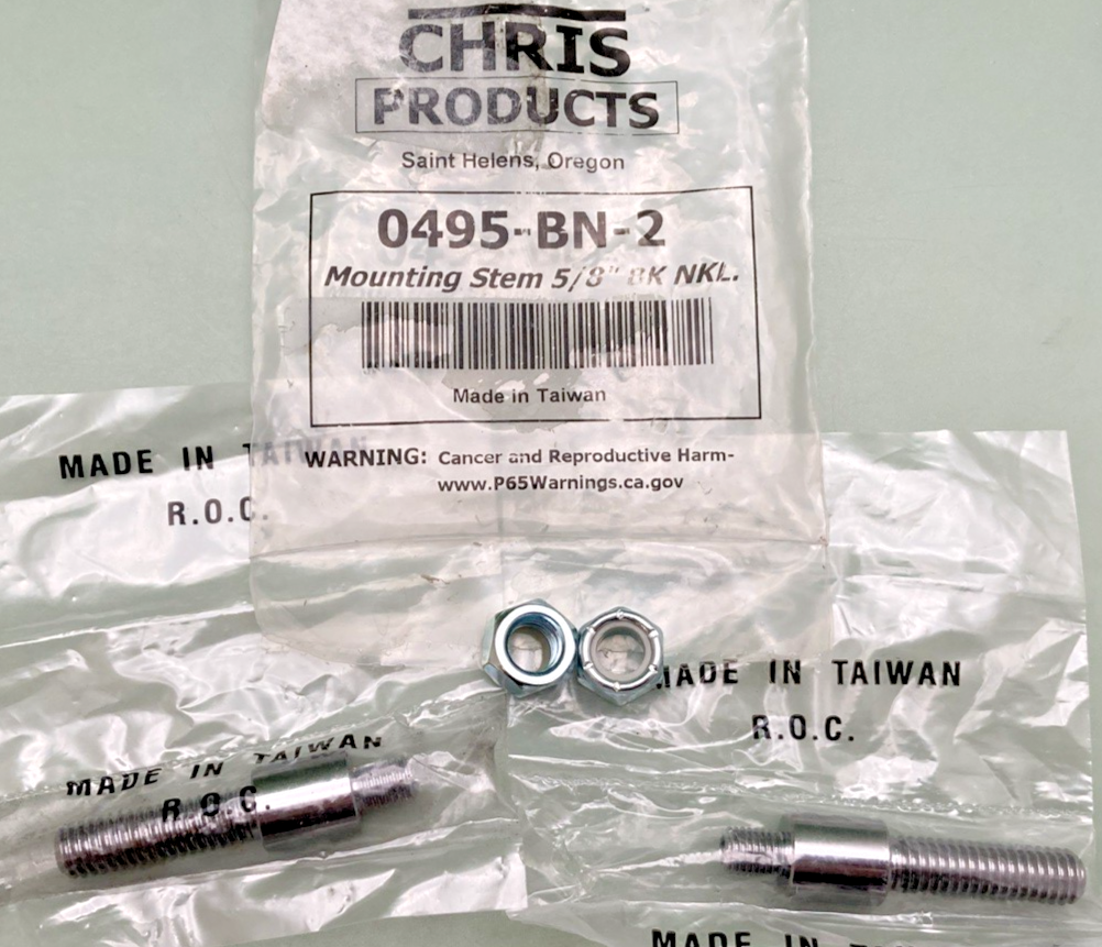 NEW GENUINE CHRIS PRODUCTS 0495-BN-2 MOUNTING STEM 5/8" BK NKL
