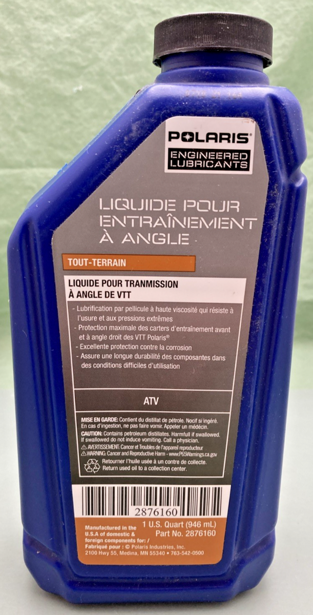 NEW GENUIN POLARIS 2876160 ATV ANGLE DRIVE FLUID, 1 QUART (946 ML)