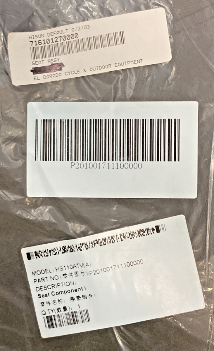 NEW REPLACES HISUN P201001711100000 HS110ATV SEAT