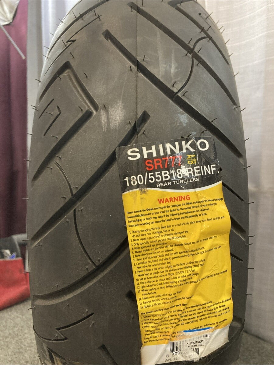 NEW GENUINE SHINKO SR777 H.D. 180/55B18 84H TL REAR M/C TIRE