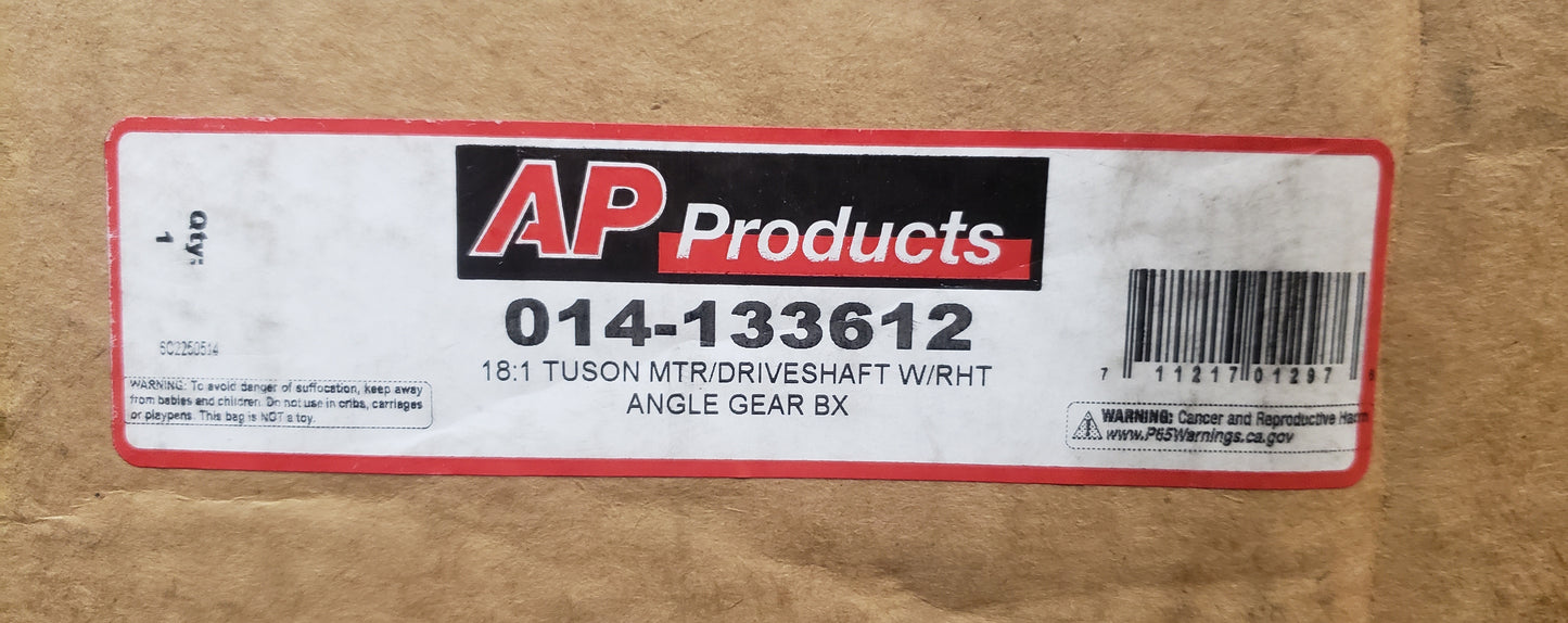 New AP Products 014-133612 18:1 Tuson Motor/Driveshaft w/Right Angle Gear Box