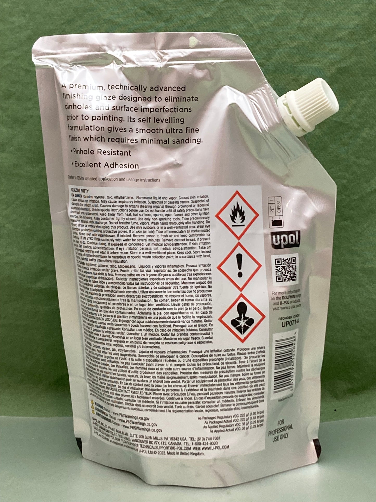 New U-POL UP0714 Dolphin Glaze 440ml Bag Self Leveling Premium Glaze Putty