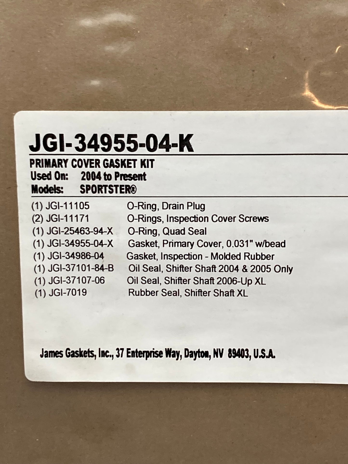 New Genuine James Gaskets JGI-34955-04-K Primary Cover Gasket