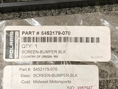 New Genuine Polaris 5452179-070 Screen-Bumper, Blk