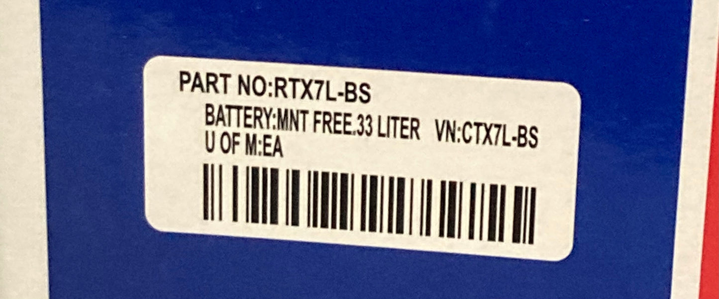 New Genuine Parts Unlimited RTX7L-BS AGM Maintenance Free Battery Complete Kit
