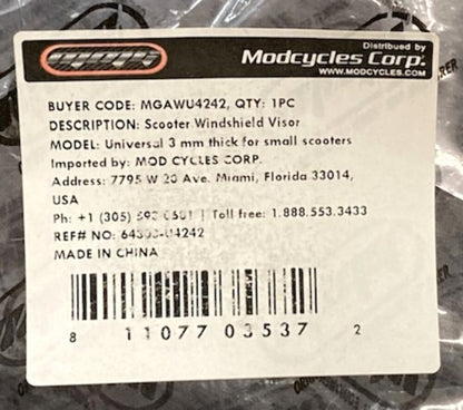 New Genuine ModCycles MGAWU4242 Universal Scooter Windshield 3mm