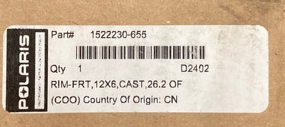 New Genuine Polaris 1522230-655 RIM-FRT, 12X6, Cast, 26.2, OFST, FB