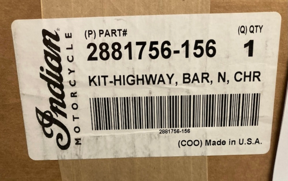 Polaris 2881756-156 Indian Kit-Highway, Bar, N Chrome New Genuine