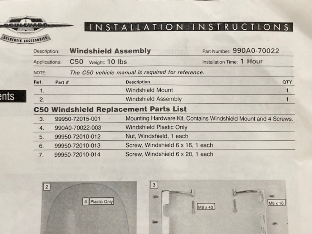 Replaces Suzuki 990A0-70022-KIT Hardware Kit For Windshield New