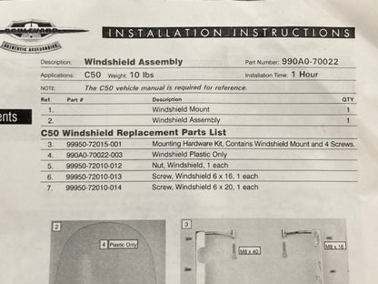 Replaces Suzuki 990A0-70022-KIT Hardware Kit For Windshield New