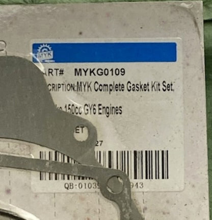 MYK MYKG0109 Gasket Kit 150cc Short GY6 Engine New Genuine Incomplete Kit