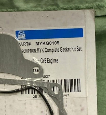 MYK MYKG0109 Gasket Kit 4-Stroke 150cc Short GY6 Engine New Gen. Incomplete Kit