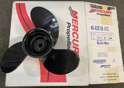 Mercury 48-828158A12 Black Max Propeller 9x10.5 AL RH 8 Spline New Genuine