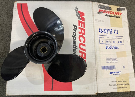 Mercury 48-828158A12 Black Max Propeller 9x10.5 AL RH 8 Spline New Genuine