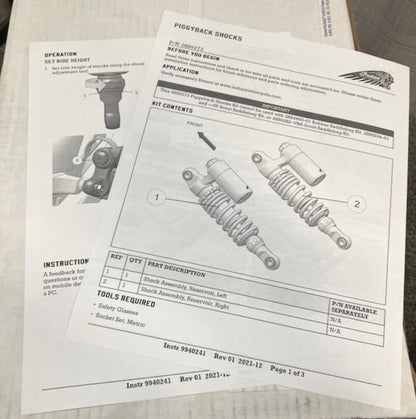 Indian 2889273 Piggyback Rear Shock Set New Genuine