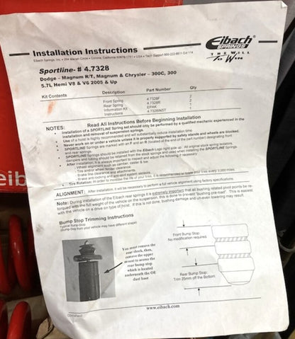 Eibach 2895.840 Pro Damper Kit New Genuine