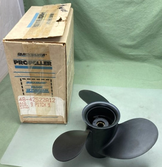 Mercury 48-42522-9 Alum. LH Propeller 3 Blade 8 Spline 9"x 9" New Genuine