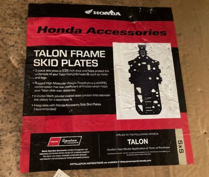 Honda 0SK30-HL6-A00 TALON FRAME SKID PLATES New Genuine