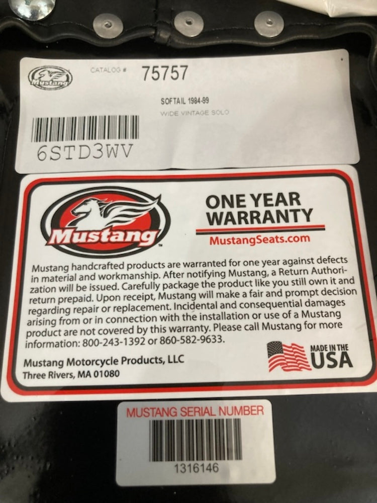 Mustang 75757 Wide Vintage Solo Seat New Genuine