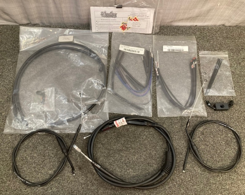 Burly B30-1122 Complete Black Vinyl Handlebar Cable/Line Kit New Genuine