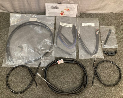 Burly B30-1122 Complete Black Vinyl Handlebar Cable/Line Kit New Genuine