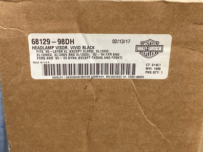 Harley Davidson 68129-98DH Vivid Black Headlamp Visor New Genuine