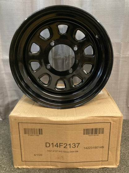 ITP D14F2137 DELTA STEEL WHEEL 14x7 4/137 12mm 4+3 BLACK New Genuine