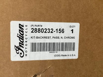 Indian 2880232-156 KIT BACKREST PASS N CHROME New Genuine