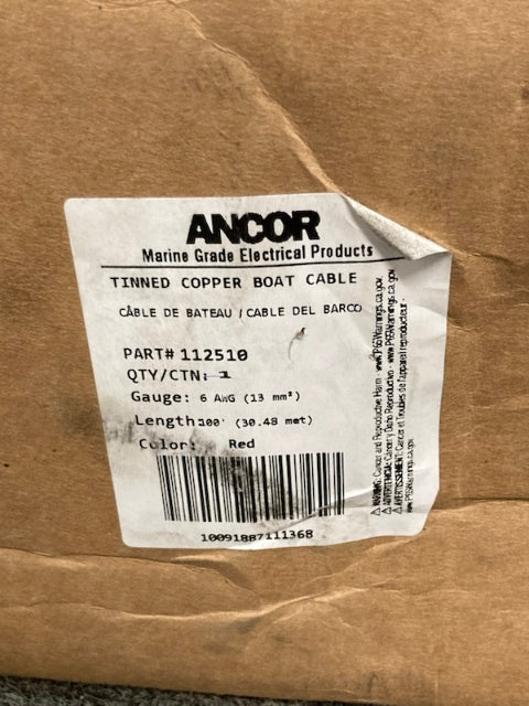 Ancor 112510 Battery Cable 100′ Red 6 AWG New Genuine