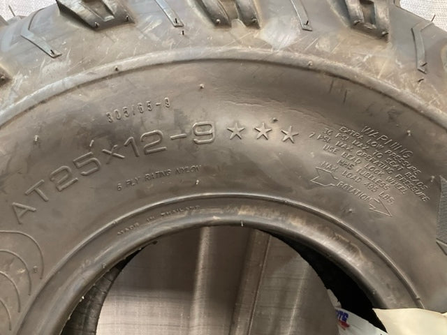 AMS 03201398 Swamp Fox ATV Tire 25X12-9 6 PLY New Genuine