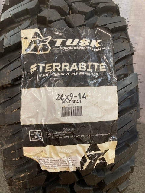 Tusk P3040-01 TerraBite 26X9.00R14 8PLY All Terrain ATV/UTV Tire New Genuine