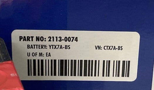 Parts Unlimited 2113-0074 Battery YTX7A-BS with Acid New Genuine