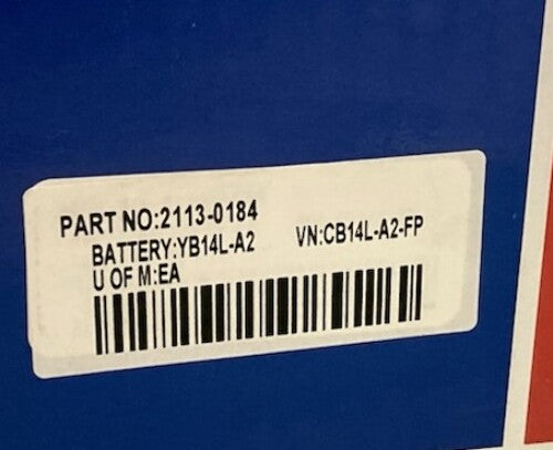 Parts Unlimited 2113-0184 Battery YB14L-A2 with Acid New Genuine