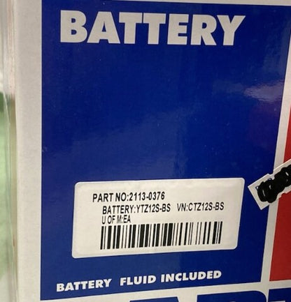 Parts Unlimited 2113-0376 Battery 12V YTZ12S-BS with Acid New Genuine