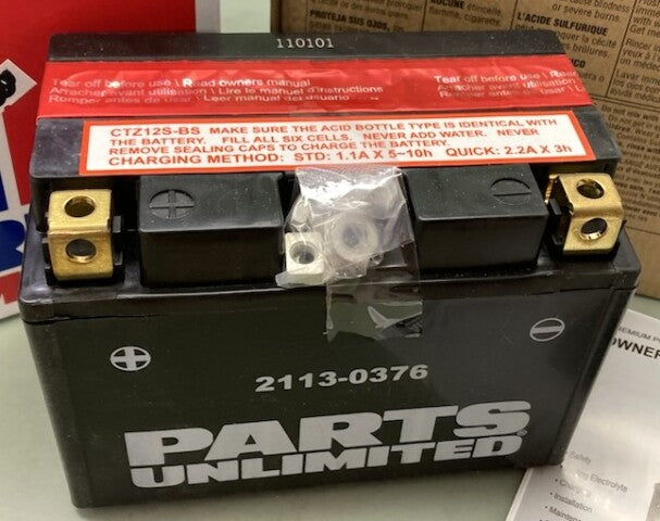 Parts Unlimited 2113-0376 Battery 12V YTZ12S-BS with Acid New Genuine