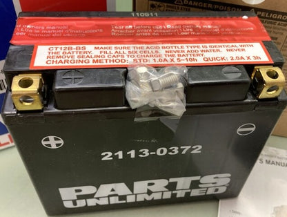 Parts Unlimited 2113-0372 Battery 12V YT12B-BS with Acid New Genuine