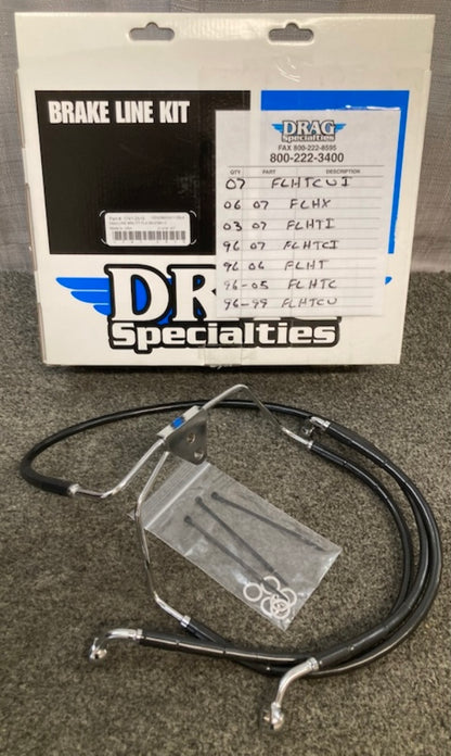 Drag Specialties 1741-2515 Ext Length Black Vinyl Brake Line Kit New Genuine