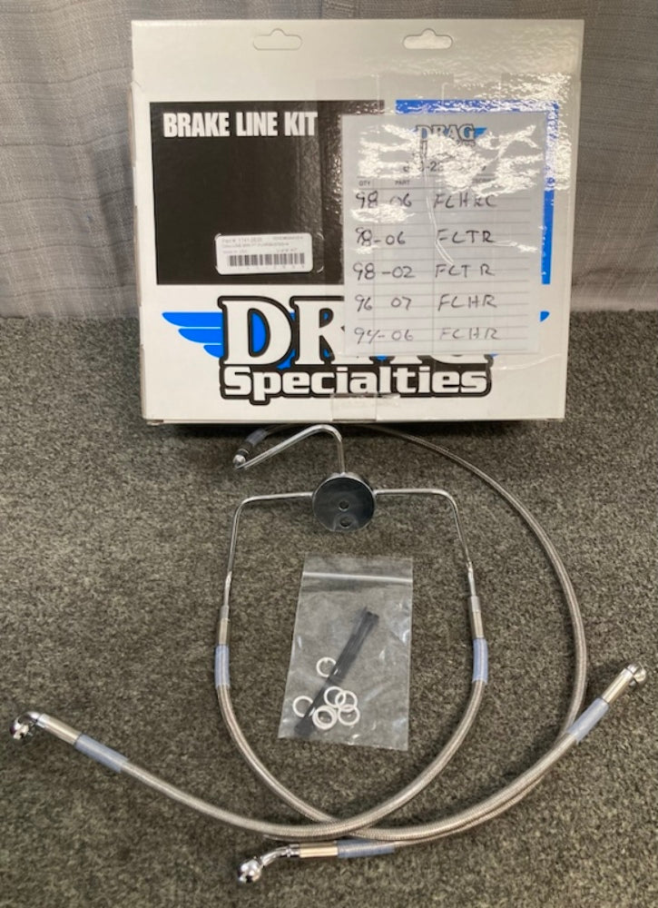 Drag Specialties 1741-2635 Ext Length SS Brake Line Kit New Genuine