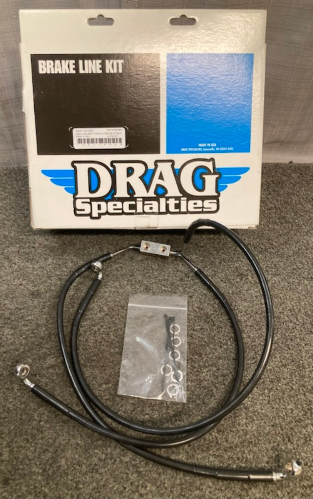 Drag Specialties 1741-3828 Ext Length Black Vinyl Brake Line Kit New Genuine