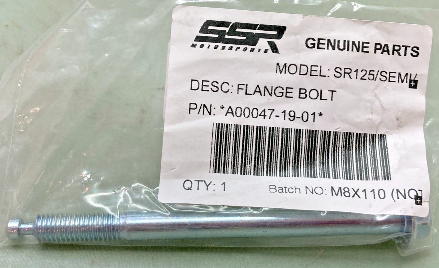 NEW GENUINE SSR A00047-19-01 FLANGE BOLT