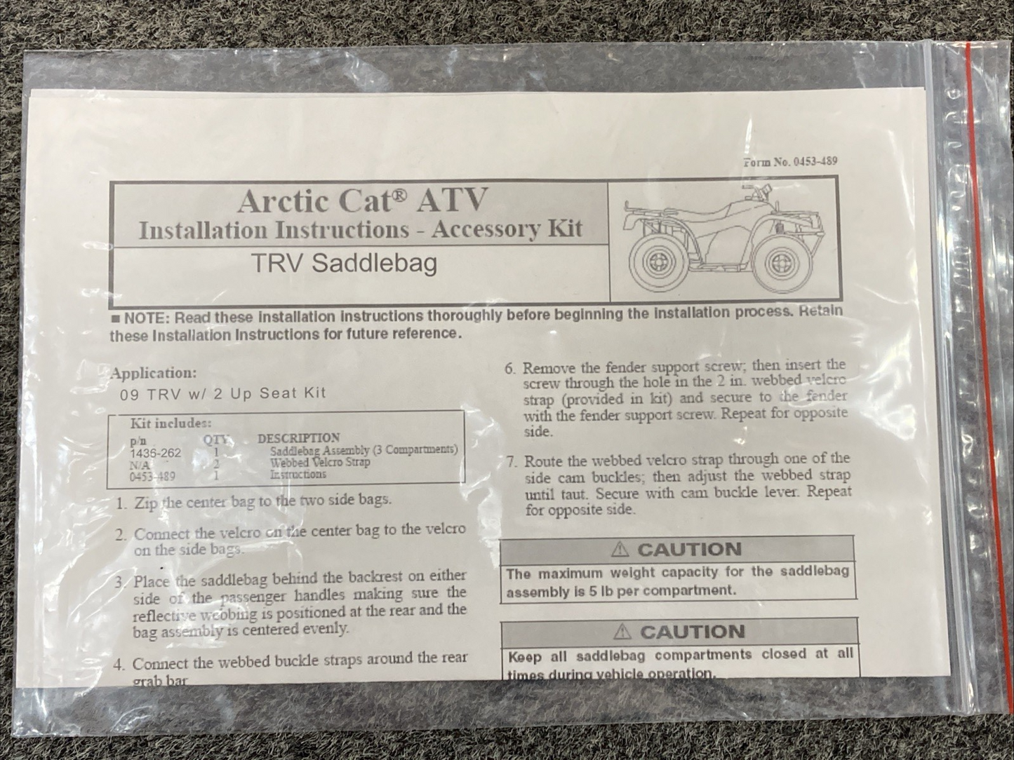 NEW GENUINE ARCTIC 1436-262 BAG SADDLEBAG - TRV