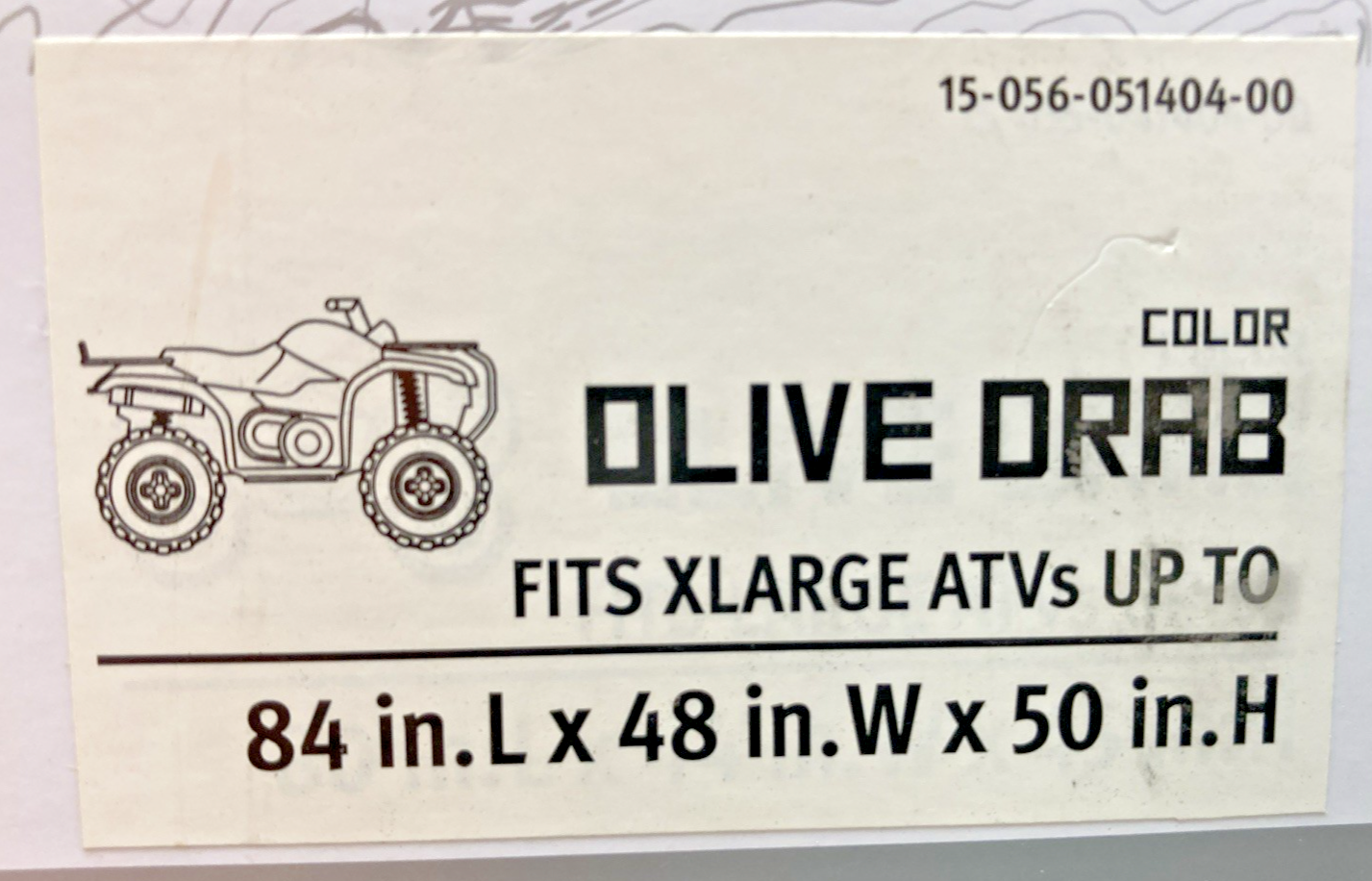 NEW QUAD GEAR 15-056-051404-00 STORAGE COVER OLIVE DRAB (L), 80IM.LX44IN.WX45IN.